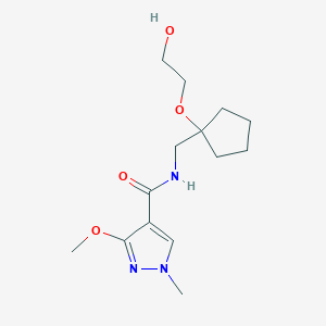 molecular formula C14H23N3O4 B2721407 N-((1-(2-hydroxyethoxy)cyclopentyl)methyl)-3-methoxy-1-methyl-1H-pyrazole-4-carboxamide CAS No. 2189434-30-6