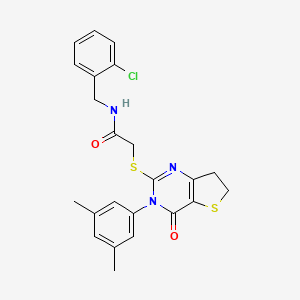 molecular formula C23H22ClN3O2S2 B2721453 N-(2-chlorobenzyl)-2-((3-(3,5-dimethylphenyl)-4-oxo-3,4,6,7-tetrahydrothieno[3,2-d]pyrimidin-2-yl)thio)acetamide CAS No. 877653-84-4