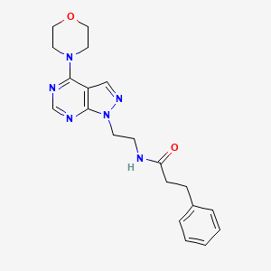 molecular formula C20H24N6O2 B2721468 N-(2-(4-morpholino-1H-pyrazolo[3,4-d]pyrimidin-1-yl)ethyl)-3-phenylpropanamide CAS No. 1021061-33-5