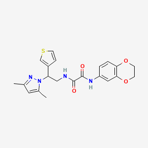 molecular formula C21H22N4O4S B2721482 N'-(2,3-dihydro-1,4-benzodioxin-6-yl)-N-[2-(3,5-dimethyl-1H-pyrazol-1-yl)-2-(thiophen-3-yl)ethyl]ethanediamide CAS No. 2034595-11-2