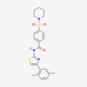 molecular formula C23H25N3O3S2 B2721487 N-(4-(2,5-dimethylphenyl)thiazol-2-yl)-4-(piperidin-1-ylsulfonyl)benzamide CAS No. 313520-90-0