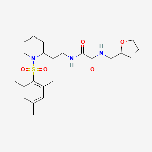 molecular formula C23H35N3O5S B2721491 N1-(2-(1-(mesitylsulfonyl)piperidin-2-yl)ethyl)-N2-((tetrahydrofuran-2-yl)methyl)oxalamide CAS No. 898415-64-0