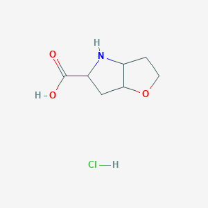 molecular formula C7H12ClNO3 B2721492 Hexahydro-2H-furo[3,2-b]pyrrole-5-carboxylic acid hydrochloride CAS No. 2126159-59-7