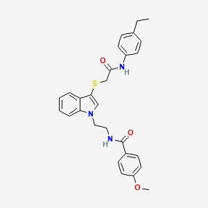 molecular formula C28H29N3O3S B2721502 N-{2-[3-({[(4-ethylphenyl)carbamoyl]methyl}sulfanyl)-1H-indol-1-yl]ethyl}-4-methoxybenzamide CAS No. 862825-92-1