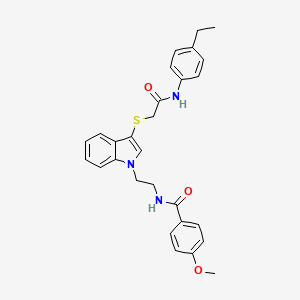 N-[2-[3-[2-(4-ethylanilino)-2-oxoethyl]sulfanylindol-1-yl]ethyl]-4-methoxybenzamide