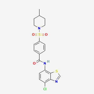 molecular formula C20H20ClN3O3S2 B2721519 N-(4-chloro-1,3-benzothiazol-7-yl)-4-[(4-methylpiperidin-1-yl)sulfonyl]benzamide CAS No. 932325-92-3