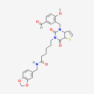 N-[(2H-1,3-benzodioxol-5-yl)methyl]-6-{1-[(5-formyl-2-methoxyphenyl)methyl]-2,4-dioxo-1H,2H,3H,4H-thieno[3,2-d]pyrimidin-3-yl}hexanamide