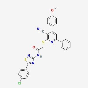 N-[5-(4-chlorophenyl)-1,2,4-thiadiazol-3-yl]-2-[3-cyano-4-(4-methoxyphenyl)-6-phenylpyridin-2-yl]sulfanylacetamide
