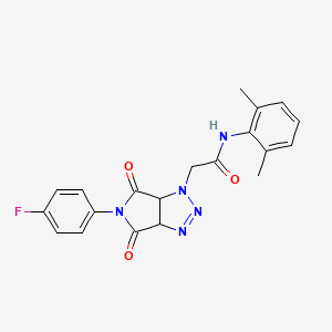 molecular formula C20H18FN5O3 B2721533 N-(2,6-dimethylphenyl)-2-[5-(4-fluorophenyl)-4,6-dioxo-1H,3aH,4H,5H,6H,6aH-pyrrolo[3,4-d][1,2,3]triazol-1-yl]acetamide CAS No. 1053076-72-4