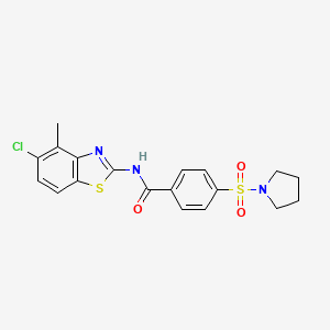molecular formula C19H18ClN3O3S2 B2721543 N-(5-chloro-4-methyl-1,3-benzothiazol-2-yl)-4-(pyrrolidine-1-sulfonyl)benzamide CAS No. 862807-30-5