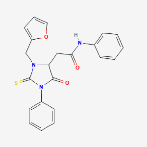 2-(3-(furan-2-ylmethyl)-5-oxo-1-phenyl-2-thioxoimidazolidin-4-yl)-N-phenylacetamide