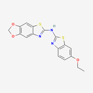 molecular formula C17H13N3O3S2 B2721554 N-(6-ethoxy-1,3-benzothiazol-2-yl)-4,6-dioxa-10-thia-12-azatricyclo[7.3.0.0^{3,7}]dodeca-1(9),2,7,11-tetraen-11-amine CAS No. 862976-57-6