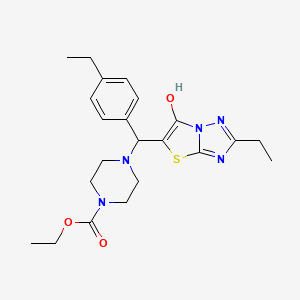 Ethyl 4-((2-ethyl-6-hydroxythiazolo[3,2-b][1,2,4]triazol-5-yl)(4-ethylphenyl)methyl)piperazine-1-carboxylate