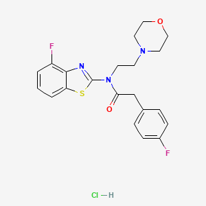 molecular formula C21H22ClF2N3O2S B2721563 N-(4-FLUORO-1,3-BENZOTHIAZOL-2-YL)-2-(4-FLUOROPHENYL)-N-[2-(MORPHOLIN-4-YL)ETHYL]ACETAMIDE HYDROCHLORIDE CAS No. 1215851-67-4