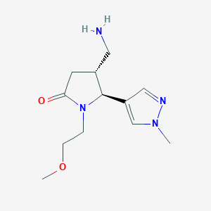 molecular formula C12H20N4O2 B2721572 rac-(4R,5S)-4-(aminomethyl)-1-(2-methoxyethyl)-5-(1-methyl-1H-pyrazol-4-yl)pyrrolidin-2-one, trans CAS No. 1969287-53-3