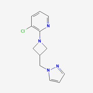 molecular formula C12H13ClN4 B2721576 3-Chloro-2-[3-(pyrazol-1-ylmethyl)azetidin-1-yl]pyridine CAS No. 2319723-52-7