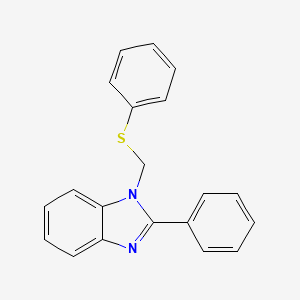 molecular formula C20H16N2S B2721577 2-Phenyl-1-(phenylsulfanylmethyl)benzimidazole CAS No. 111198-32-4