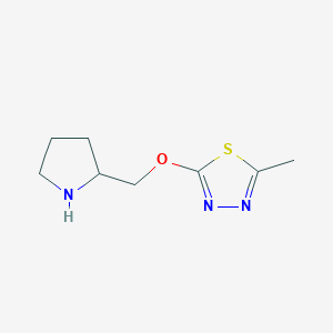 molecular formula C8H13N3OS B2721581 2-Methyl-5-[(pyrrolidin-2-yl)methoxy]-1,3,4-thiadiazole CAS No. 1494288-50-4