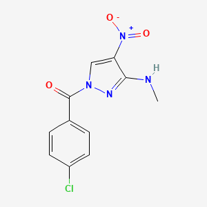 molecular formula C11H9ClN4O3 B2721585 (4-chlorophenyl)[3-(methylamino)-4-nitro-1H-pyrazol-1-yl]methanone CAS No. 318517-38-3