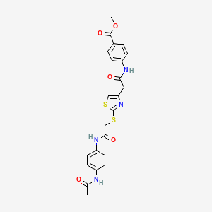 Methyl 4-(2-(2-((2-((4-acetamidophenyl)amino)-2-oxoethyl)thio)thiazol-4-yl)acetamido)benzoate