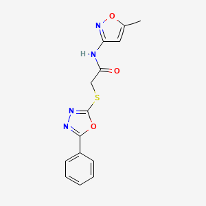 molecular formula C14H12N4O3S B2721606 N-(5-methylisoxazol-3-yl)-2-((5-phenyl-1,3,4-oxadiazol-2-yl)thio)acetamide CAS No. 763095-64-3