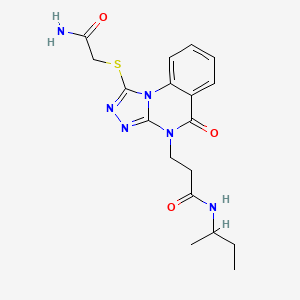 molecular formula C18H22N6O3S B2721608 N-(butan-2-yl)-3-{1-[(carbamoylmethyl)sulfanyl]-5-oxo-4H,5H-[1,2,4]triazolo[4,3-a]quinazolin-4-yl}propanamide CAS No. 1113107-61-1