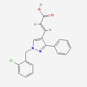 (E)-3-[1-[(2-chlorophenyl)methyl]-3-phenylpyrazol-4-yl]prop-2-enoic acid