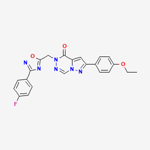 molecular formula C22H17FN6O3 B2721641 2-{[3-(3,4-dimethylphenyl)-6-methylisoxazolo[5,4-d]pyrimidin-4-yl]oxy}-N-(2-ethoxybenzyl)acetamide CAS No. 1251687-53-2