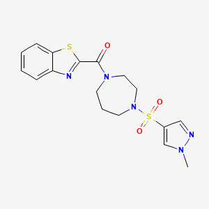 molecular formula C17H19N5O3S2 B2721642 苯并[d]噻唑-2-基(4-((1-甲基-1H-吡唑-4-基)磺酰)-1,4-二氮杂环庚-1-基)甲酮 CAS No. 2034337-59-0