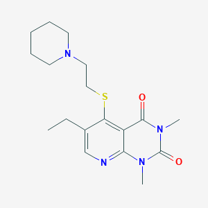 molecular formula C18H26N4O2S B2721646 6-ethyl-1,3-dimethyl-5-((2-(piperidin-1-yl)ethyl)thio)pyrido[2,3-d]pyrimidine-2,4(1H,3H)-dione CAS No. 942002-30-4