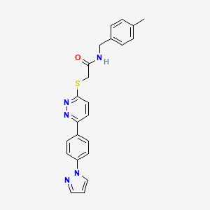 N-[(4-methylphenyl)methyl]-2-[6-(4-pyrazol-1-ylphenyl)pyridazin-3-yl]sulfanylacetamide