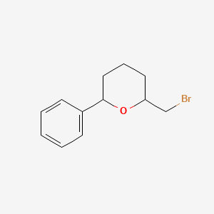 molecular formula C12H15BrO B2721653 2-(Bromomethyl)-6-phenyloxane CAS No. 1864299-18-2