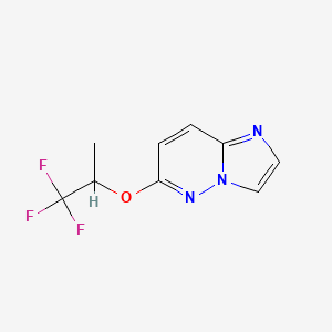 molecular formula C9H8F3N3O B2721654 6-[(1,1,1-Trifluoropropan-2-yl)oxy]imidazo[1,2-b]pyridazine CAS No. 2197492-57-0
