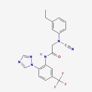 molecular formula C20H17F3N6O B2721659 2-[cyano(3-ethylphenyl)amino]-N-[2-(1H-1,2,4-triazol-1-yl)-5-(trifluoromethyl)phenyl]acetamide CAS No. 1384578-49-7