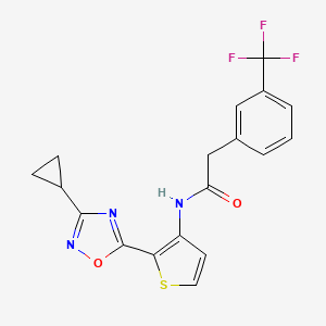 molecular formula C18H14F3N3O2S B2721661 N-[2-(3-cyclopropyl-1,2,4-oxadiazol-5-yl)thiophen-3-yl]-2-[3-(trifluoromethyl)phenyl]acetamide CAS No. 1798543-16-4