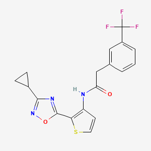 molecular formula C18H14F3N3O2S B2721661 N-(2-(3-cyclopropyl-1,2,4-oxadiazol-5-yl)thiophen-3-yl)-2-(3-(trifluoromethyl)phenyl)acetamide CAS No. 1798543-16-4