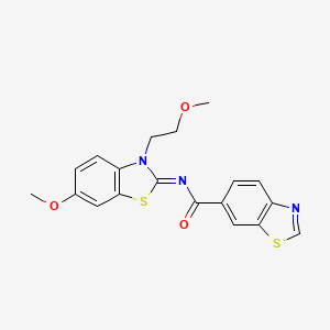 molecular formula C19H17N3O3S2 B2721667 (Z)-N-(6-甲氧基-3-(2-甲氧基乙基)苯并[d]噻唑-2(3H)-基亚甲基)苯并[d]噻唑-6-甲酰胺 CAS No. 865161-77-9