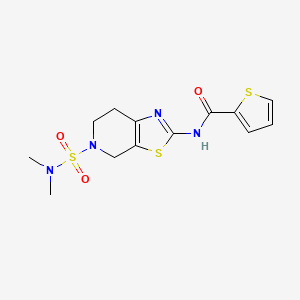 molecular formula C13H16N4O3S3 B2721668 N-(5-(N,N-dimethylsulfamoyl)-4,5,6,7-tetrahydrothiazolo[5,4-c]pyridin-2-yl)thiophene-2-carboxamide CAS No. 1351647-00-1