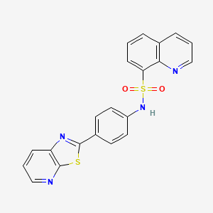 molecular formula C21H14N4O2S2 B2721670 N-(4-(thiazolo[5,4-b]pyridin-2-yl)phenyl)quinoline-8-sulfonamide CAS No. 2319923-74-3