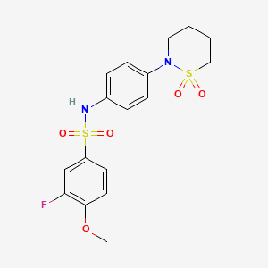 molecular formula C17H19FN2O5S2 B2721673 N-[4-(1,1-dioxo-1lambda6,2-thiazinan-2-yl)phenyl]-3-fluoro-4-methoxybenzene-1-sulfonamide CAS No. 941983-93-3