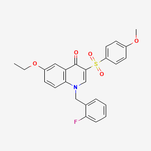 molecular formula C25H22FNO5S B2721681 6-Ethoxy-1-[(2-fluorophenyl)methyl]-3-(4-methoxyphenyl)sulfonylquinolin-4-one CAS No. 872199-15-0