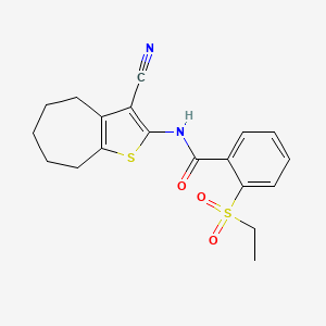 molecular formula C19H20N2O3S2 B2721684 N-{3-cyano-4H,5H,6H,7H,8H-cyclohepta[b]thiophen-2-yl}-2-(ethanesulfonyl)benzamide CAS No. 898422-93-0