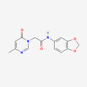 molecular formula C14H13N3O4 B2721696 N-(2H-1,3-benzodioxol-5-yl)-2-(4-methyl-6-oxo-1,6-dihydropyrimidin-1-yl)acetamide CAS No. 1203189-06-3