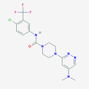 molecular formula C18H20ClF3N6O B2721697 N-[4-Chloro-3-(trifluoromethyl)phenyl]-4-[5-(dimethylamino)pyridazin-3-YL]piperazine-1-carboxamide CAS No. 1448036-25-6