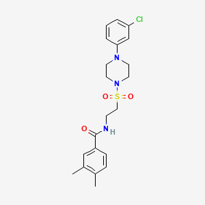 molecular formula C21H26ClN3O3S B2721706 N-(2-((4-(3-chlorophenyl)piperazin-1-yl)sulfonyl)ethyl)-3,4-dimethylbenzamide CAS No. 897612-91-8