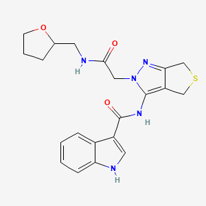 N-(2-(2-oxo-2-(((tetrahydrofuran-2-yl)methyl)amino)ethyl)-4,6-dihydro-2H-thieno[3,4-c]pyrazol-3-yl)-1H-indole-3-carboxamide