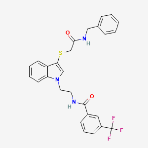 molecular formula C27H24F3N3O2S B2721726 N-[2-[3-[2-(benzylamino)-2-oxoethyl]sulfanylindol-1-yl]ethyl]-3-(trifluoromethyl)benzamide CAS No. 851714-87-9