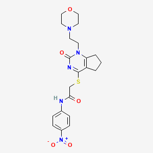molecular formula C21H25N5O5S B2721732 2-((1-(2-morpholinoethyl)-2-oxo-2,5,6,7-tetrahydro-1H-cyclopenta[d]pyrimidin-4-yl)thio)-N-(4-nitrophenyl)acetamide CAS No. 898444-63-8