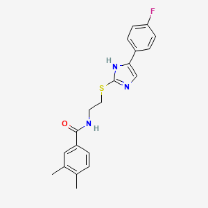 B2721735 N-(2-((5-(4-fluorophenyl)-1H-imidazol-2-yl)thio)ethyl)-3,4-dimethylbenzamide CAS No. 897455-51-5