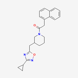 molecular formula C23H25N3O2 B2721736 1-(3-((3-Cyclopropyl-1,2,4-oxadiazol-5-yl)methyl)piperidin-1-yl)-2-(naphthalen-1-yl)ethanone CAS No. 1704539-38-7